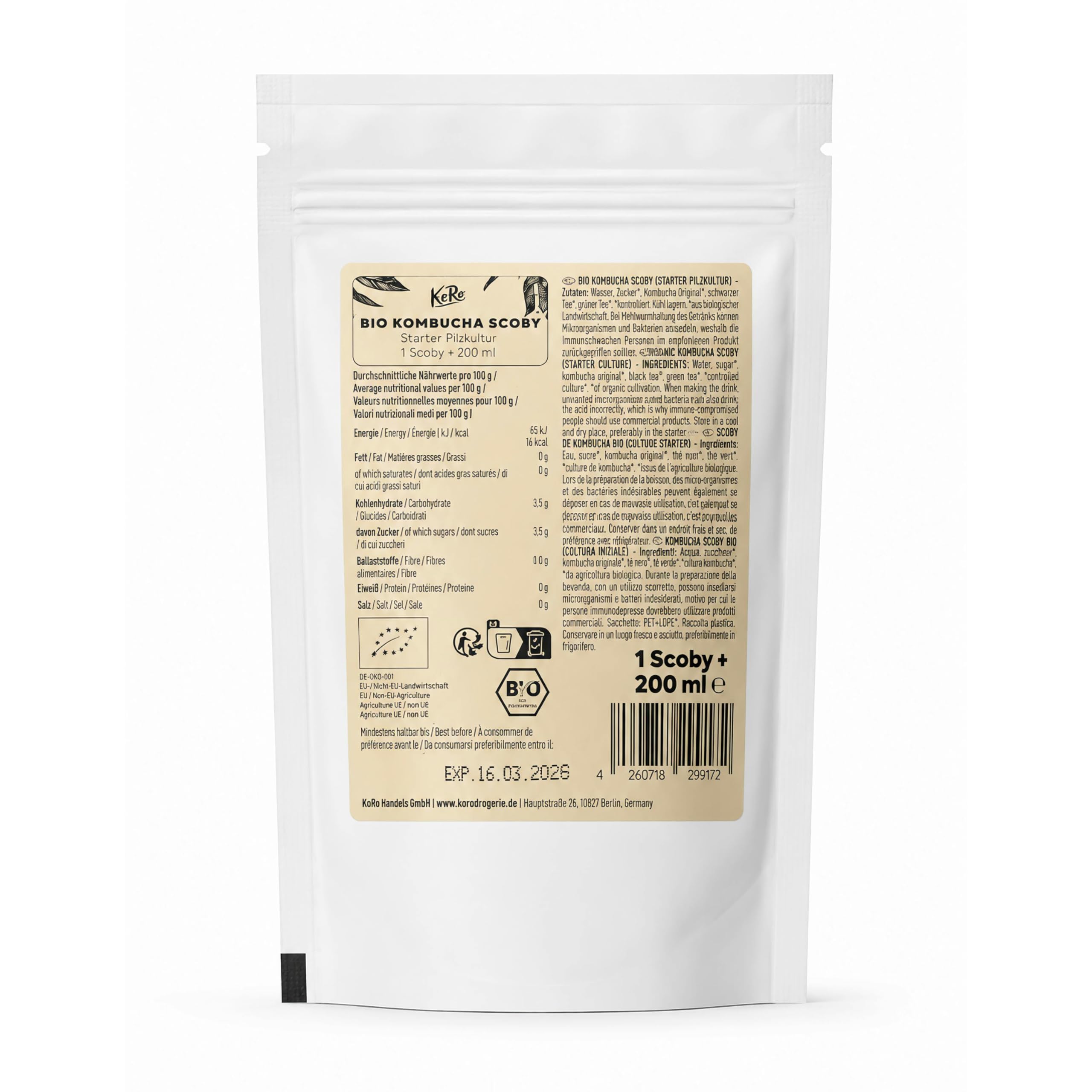 KoRo - Scoby de Kombucha bio