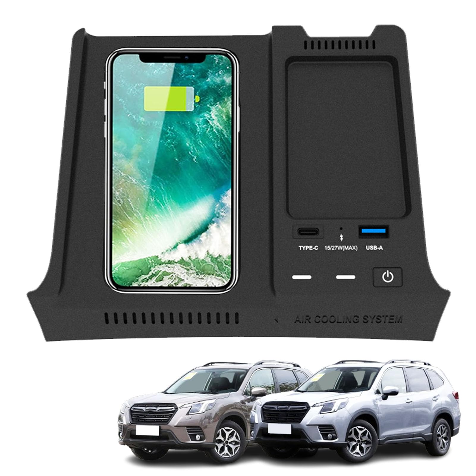 Ładowarka Samochodowa z 15W Bezprzewodowa + 27W USB i Typu C do Subaru Forester 2019 2020 2021 2022 2023 2024 Konsola środkowa Akcesoria do Tuningu Wnętrza dla i-Phone Sam-sung