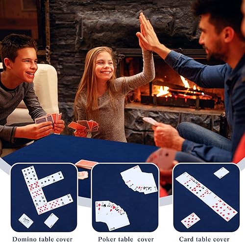 Miniatura 5 de Frienda Mantel plegable de fieltro para mesa de juegos, mantel plegable para mesa de cartas para jugar cartas de póquer, rompecabezas mahjong, Azul