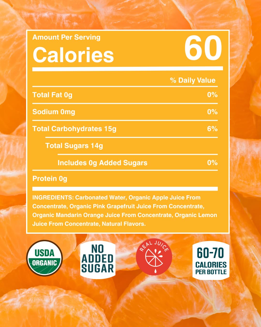 Citrus House Organic Sparkling Juice, Mandarin Orange, Modern Italian Soda, No Added Sugar, No Preservatives, 9.3 Fl Oz Glass Bottle (Pack of 12)