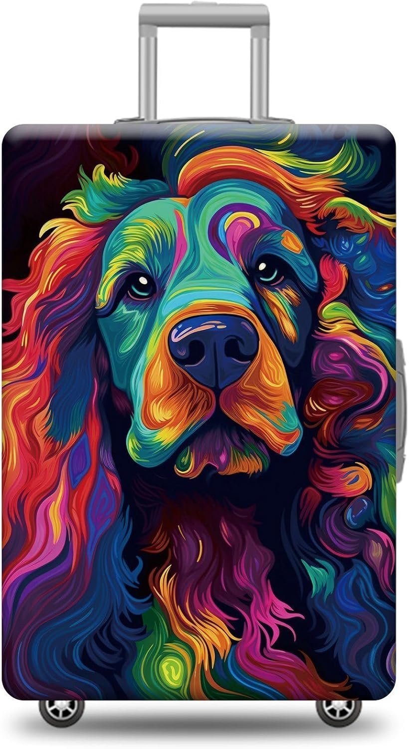 Personalized Dog Luggage Cover Spaniel Clumber Dog Suitcase Cover Funny Animal Travel Luggage Covers Washable Elastic Suitcase Baggage Protector For Pet Lovers Style 2