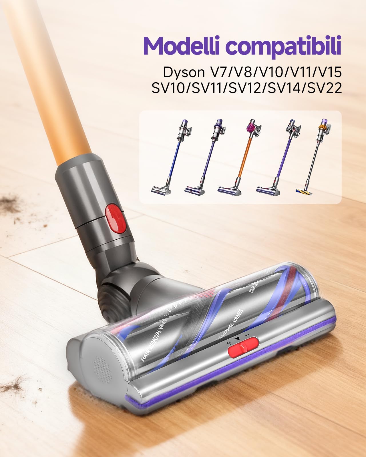 Yivy Spazzola High Torque per Dyson V11 Aspirapolvere, Spazzola Motorizzata Compatibile con V11 V15 V10 V8 V7, Ideale per Tappeti e Pavimenti Duri,Flusso d'aria Regolabile