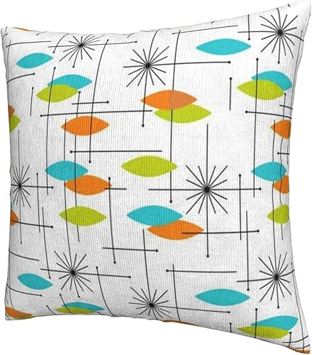 Miniatura 4 de Fundas de almohada de felpa con patrón atómico moderno de mediados de siglo, 2 unidades, fundas de cojín para sofá dormitorio, adecuadas para sofá,