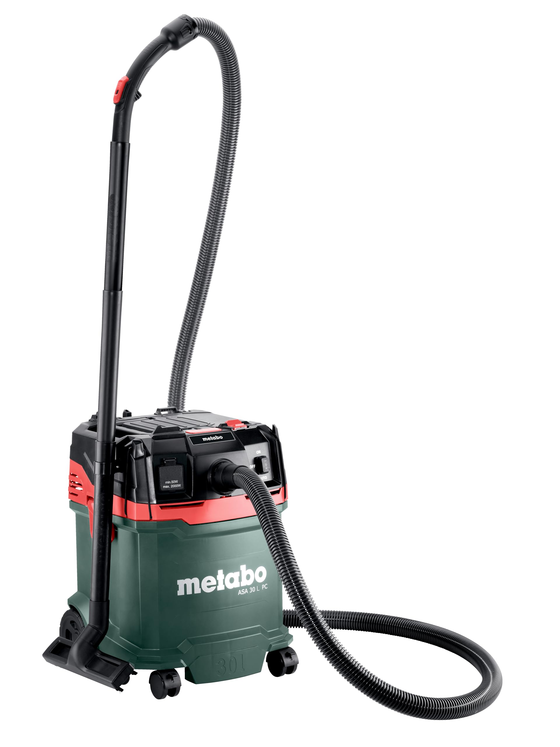 metabo Aspirador Seco/húmedo ASA 30 L PC (1.200 W, Caudal de Aire 4.200 L/min, 225 hPa, Depósito 30L, Interruptor PressClean, Accesorios con Sistema Quick, Apilable y Acoplable con Metabox)