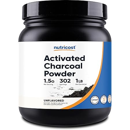 Nutricost Activated Charcoal Powder 1lb - Food Grade Powder, Toothpaste, Facemask, Odor Control, Vegetarian, Gluten Free, Non-GMO