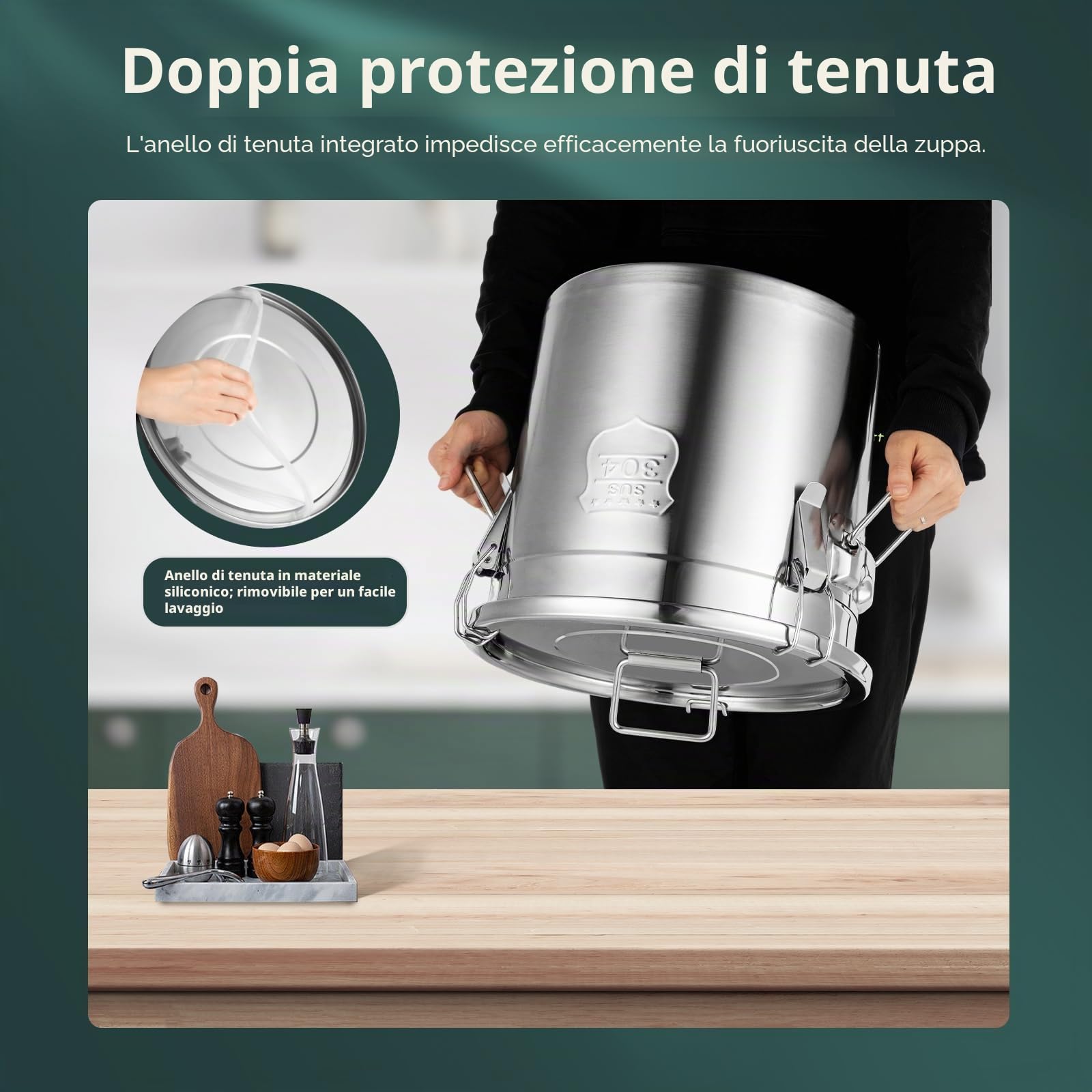 contenitore ermetico in acciaio inox 6/12/21/33 l, per cereali e conservazione alimenti in cucina