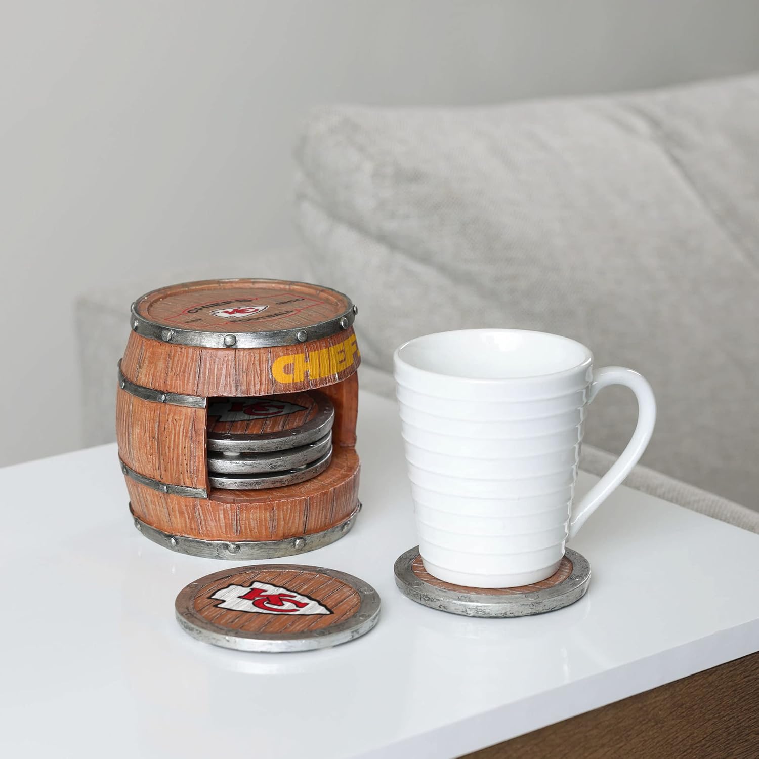 FOCO NFL Team Logo 5-Pack Barrel Beverage Drink Coaster Set