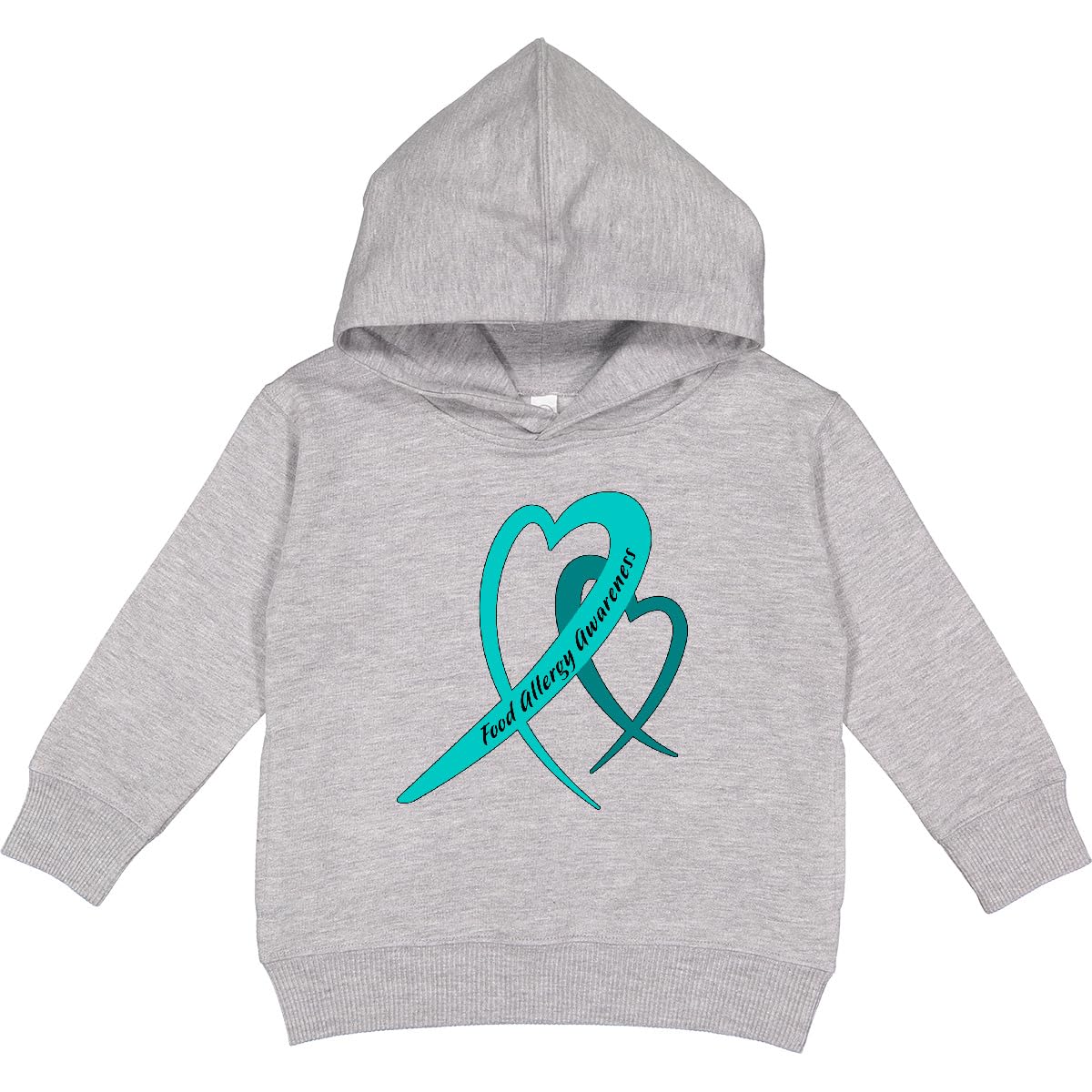 inktastic Allergy Awareness- Teal Heart Ribbons Toddler Hoodie 4T Heather 4548c