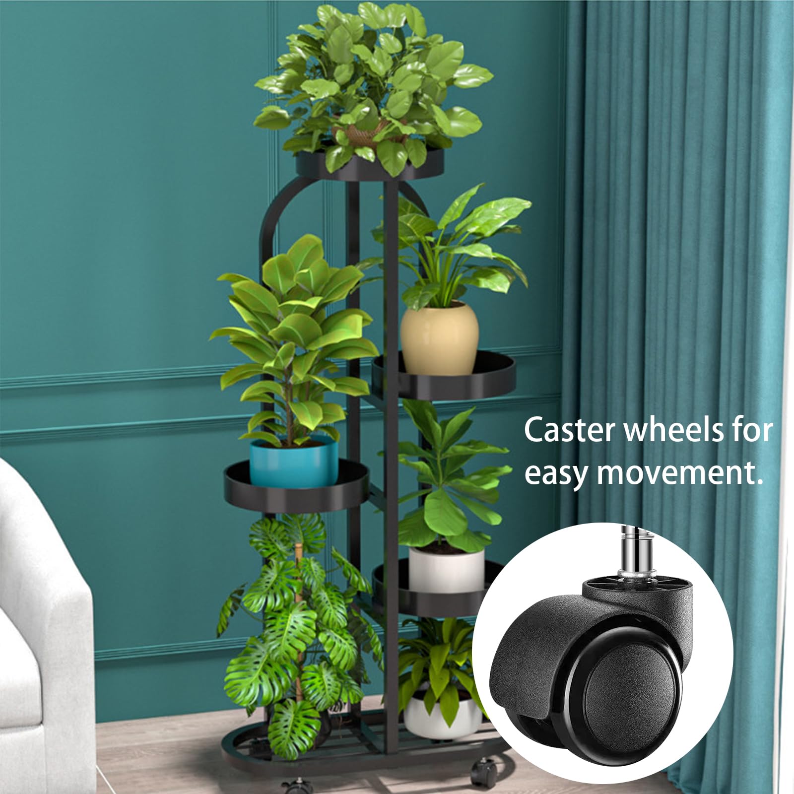 Supporto per Piante in Metallo 3/4/5 Livelli, Porta Vasi ad Angolo per Interni/Esterni, Scaffale Portapiante per Balcone, Giardino, Patio, Soggiorno e Camera Gold 5 Tiers