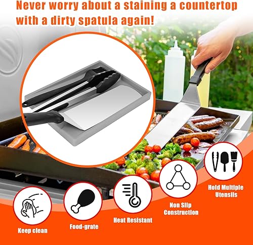 Miniatura 3 de Utheer Alfombrilla de silicona de 17 pulgadas y espátula para plancha Blackstone, alfombrilla de silicona resistente de grado alimenticio, cubierta