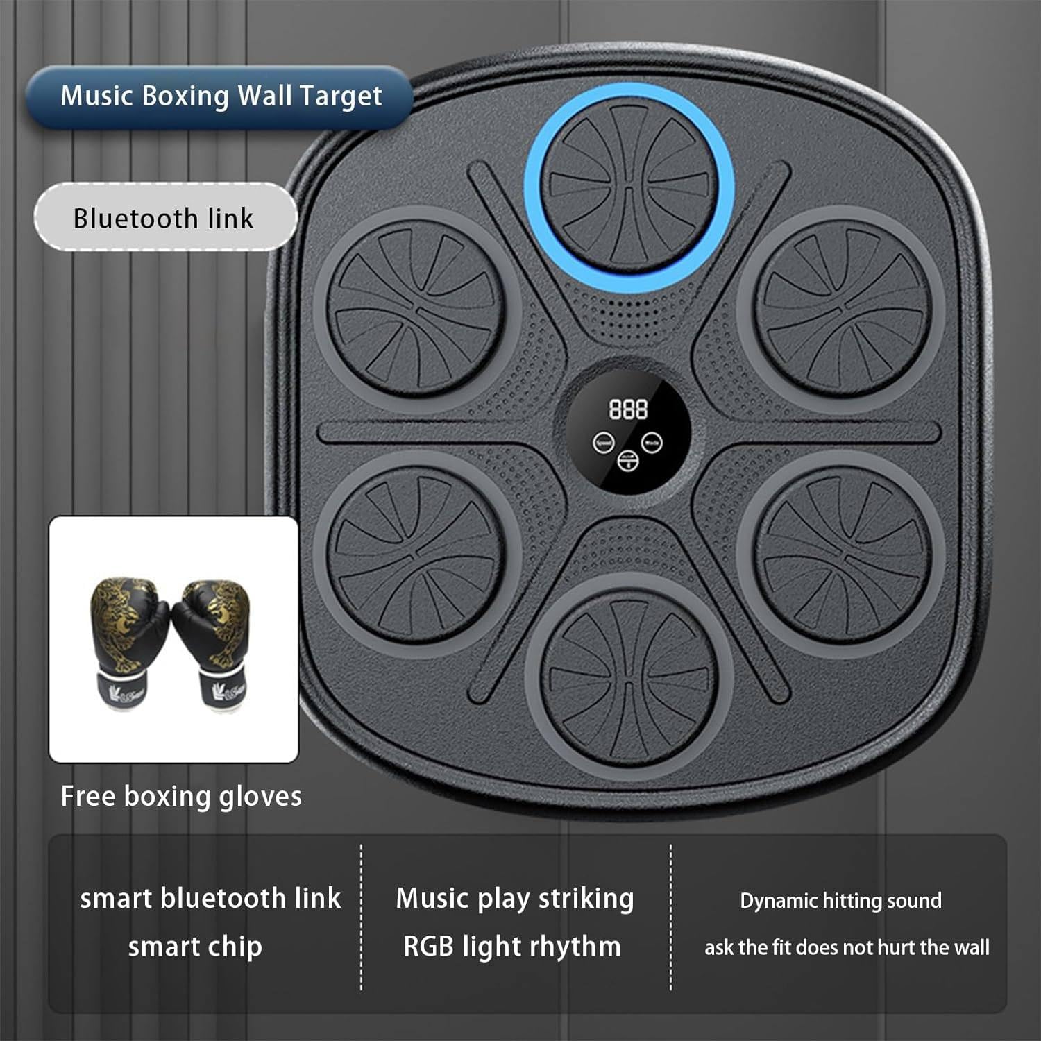Máquina De Boxeo Con Música Electrónica, Entrenador De Boxeo Inalámbrico, Saco De Arena De Montaje En Pared De Boxeo Electrónico Con Guantes | Equipo De Entrenamiento En Casa,Parent-ChildModel