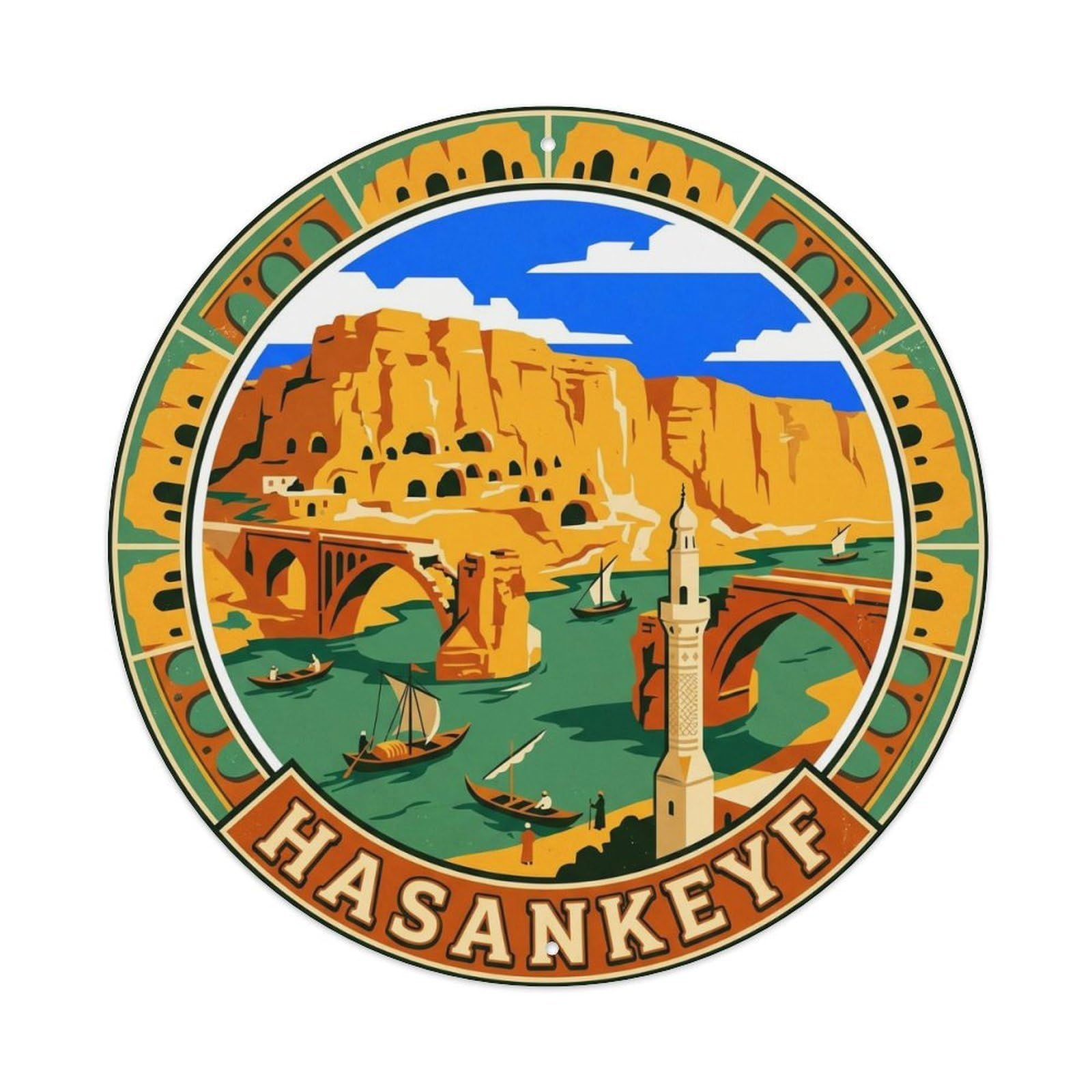 Hasankeyf Ancient Turkey Historic Heritage Graphic Metal Tin Sign