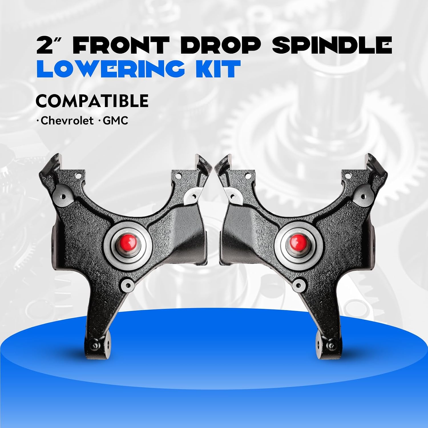 2" Front Drop Spindle Lowering Kit for 1988-1998 Chevy Silverado/GMC Sierra C1500 C2500,1992-1999 Chevy Suburban C1500 C2500,1992-1995 Chevrolet Tahoe/GMC Yukon,w/ 1.25" Rotors