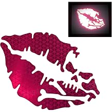 customTAYLOR33 High Intensity Reflective Vinyl Death Kiss Skull Crossbones Lips Decal Bumper Sticker - Cars, Motorcycles, Helmets, Wind Screens, laptops, cellphones, SE Hot Pink, 3 inch Wide, Pair