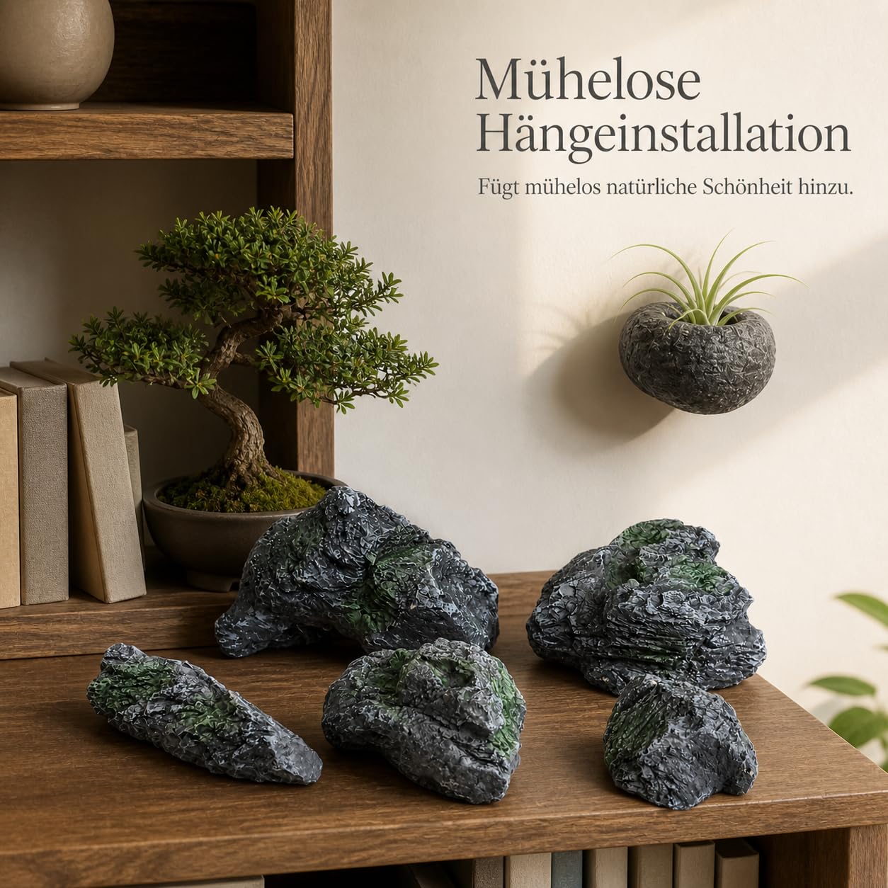 Künstliche Felsen, Felsoptik, 1# Schwebe-Stein-Pflanzgefäß (PU) | Robuste Oberfläche, Felsartige Dekoration, Wohnzimmergestaltung, Für Landschaftsgestalter