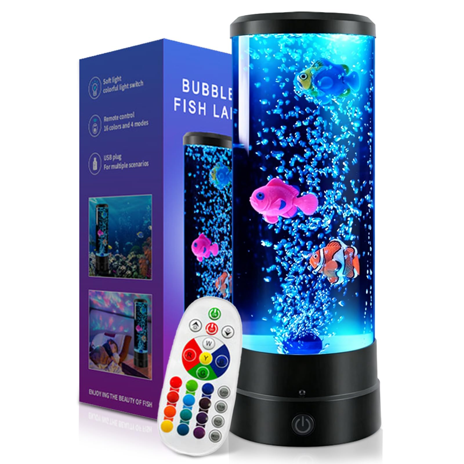 MaciRept Aquarium Light Lava Lamp with Multiple Change Colours Modes for Room Decor Great Sensory Lights for Autism Bubble Fish Lamp Gifts for Kids Sensory Mood Light for Relax