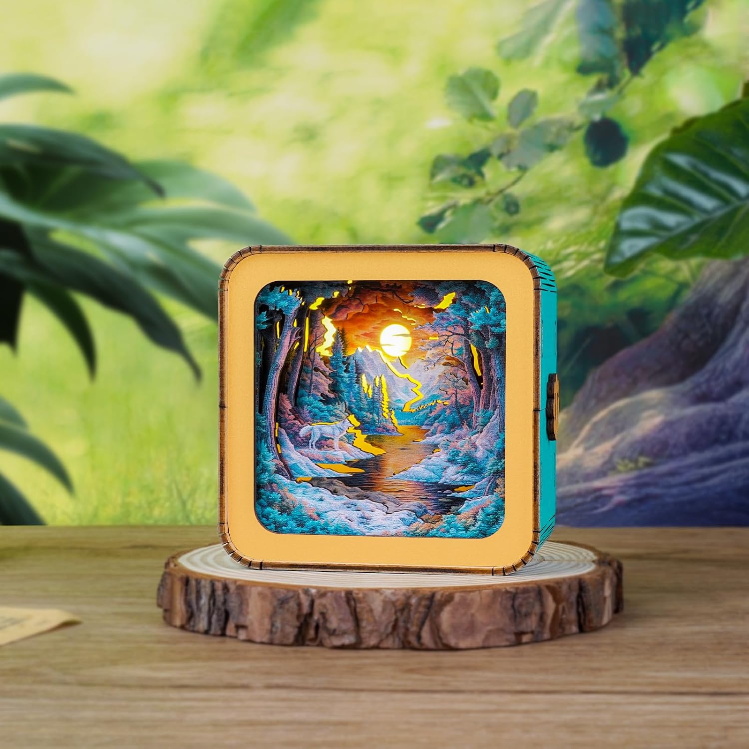 WOODBESTS 3D Puzzles Nightlight for Adults, Wolf DIY Puzzle Night, Eye Care Night Light with Touchable Switch, Birthday for Family Friends 3D Puzzle Lovers