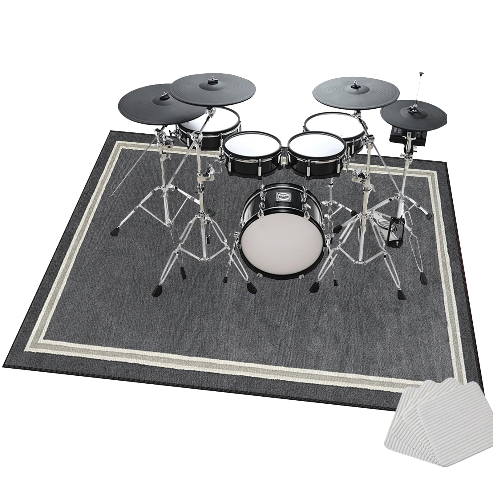 Schlagzeug Teppich Schallschutzmatte, 140 x 90 cm Grau Professioneller Schlagzeugteppich, Elektrisches Schlagzeug Antivibrationsmatten, Schallschutzdecke rutschfeste Trommel Teppiche