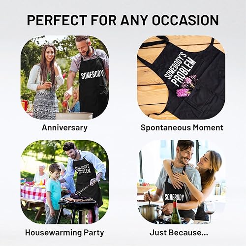 Miniatura 3 de Divertido juego de delantales para parejas aniversario, despedida de soltera, cocina de cocina, boda, regalo de compromiso para él, su novia