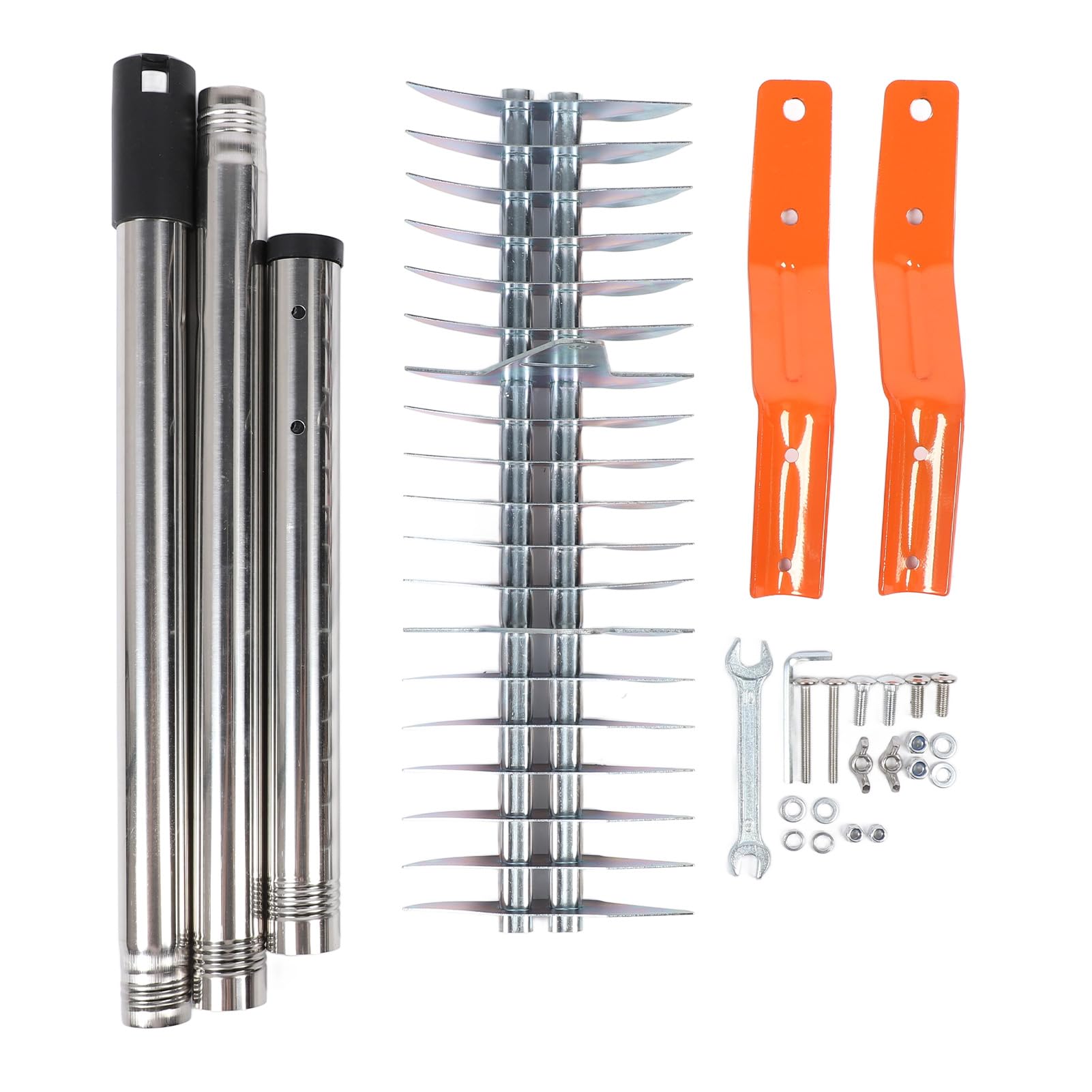 Rastrillo de Paja para Césped, Rastrillo de Paja para Suelo de Acero Al Carbono con Ajustable de 3 Secciones, Cabezal de 14,7 Pulgadas, Dientes de 5 Pulgadas, para el Cuidado del Césped,