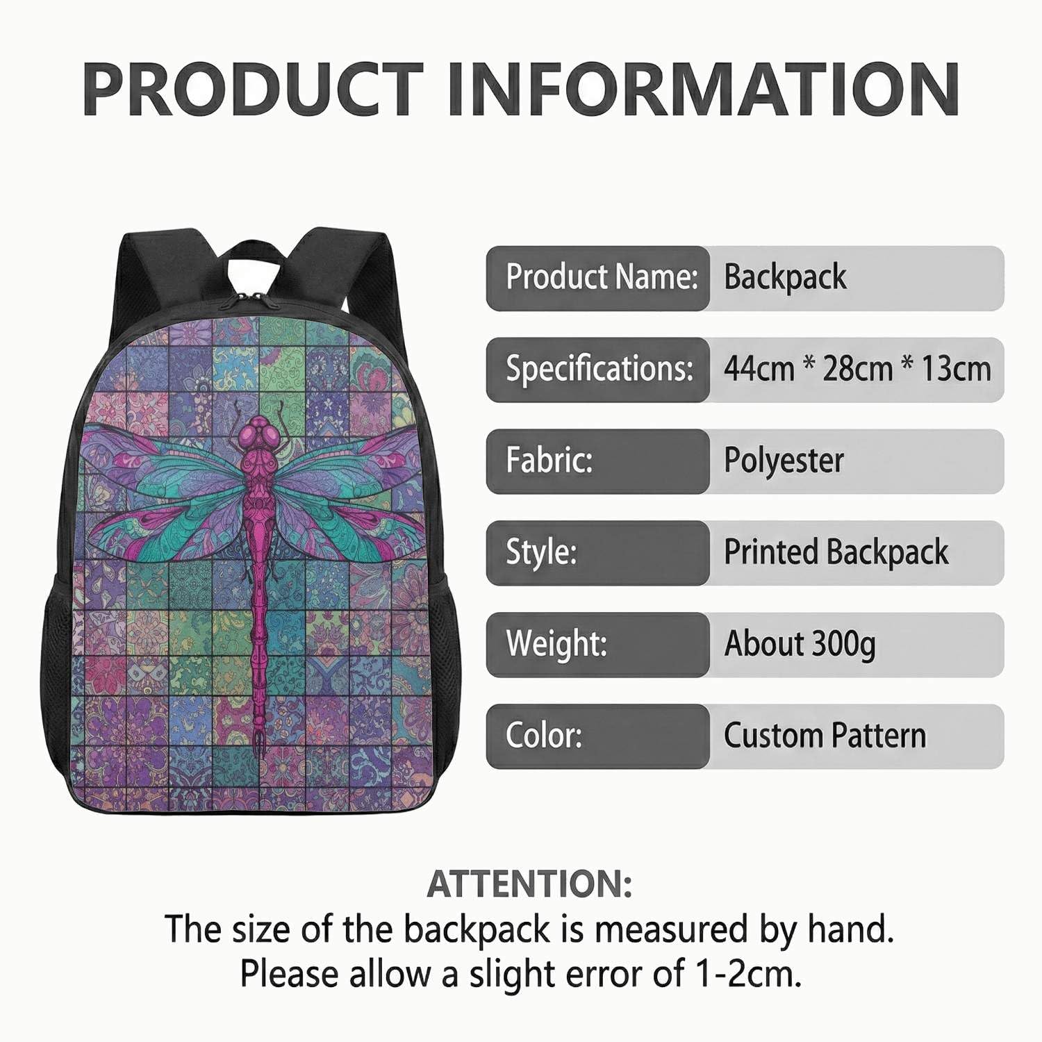Vibrant Dragonfly Boho Print 17 Inch Backpack 3 Piece Set Artistic Tribal Pattern Travel Bag Laptop Rucksack Multi-use (03)
