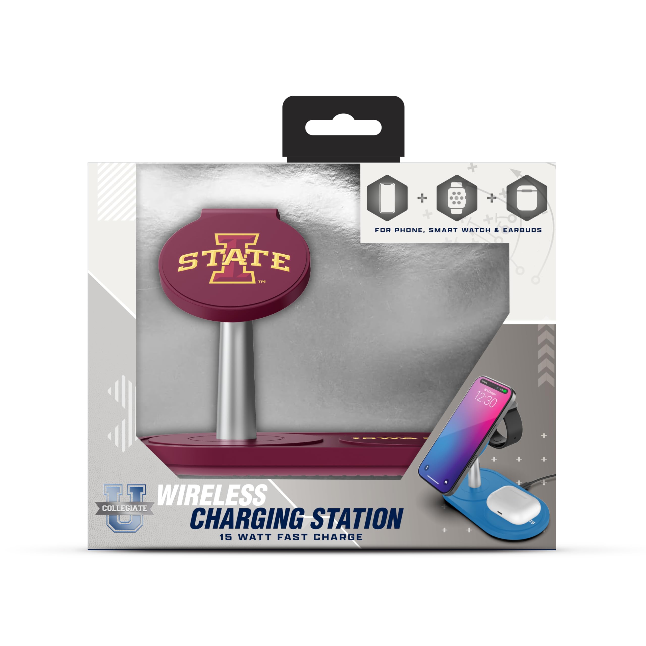 SOAR Collegiate Station de recharge sans fil 3 en 1 - Iowa State Cyclones