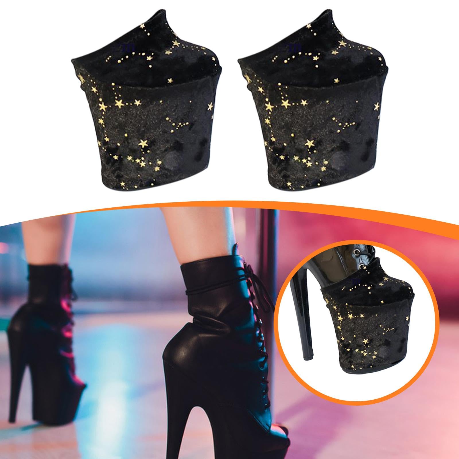 2 Pezzi Copriscarpe Velvet Protezione Tacco Alto Pole Dance Manicotto Scarpe Accessori Costume Antiscivolo Elegante Resistente Adatto per Scuola Danza, Neroxxl