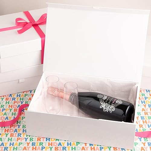 Miniatura 6 de Purple Q Crafts Caja de regalo dura blanca con tapa de cierre magnético de 14 x 9 x 4 pulgadas, cajas rectangulares con acabado blanco brillante (1