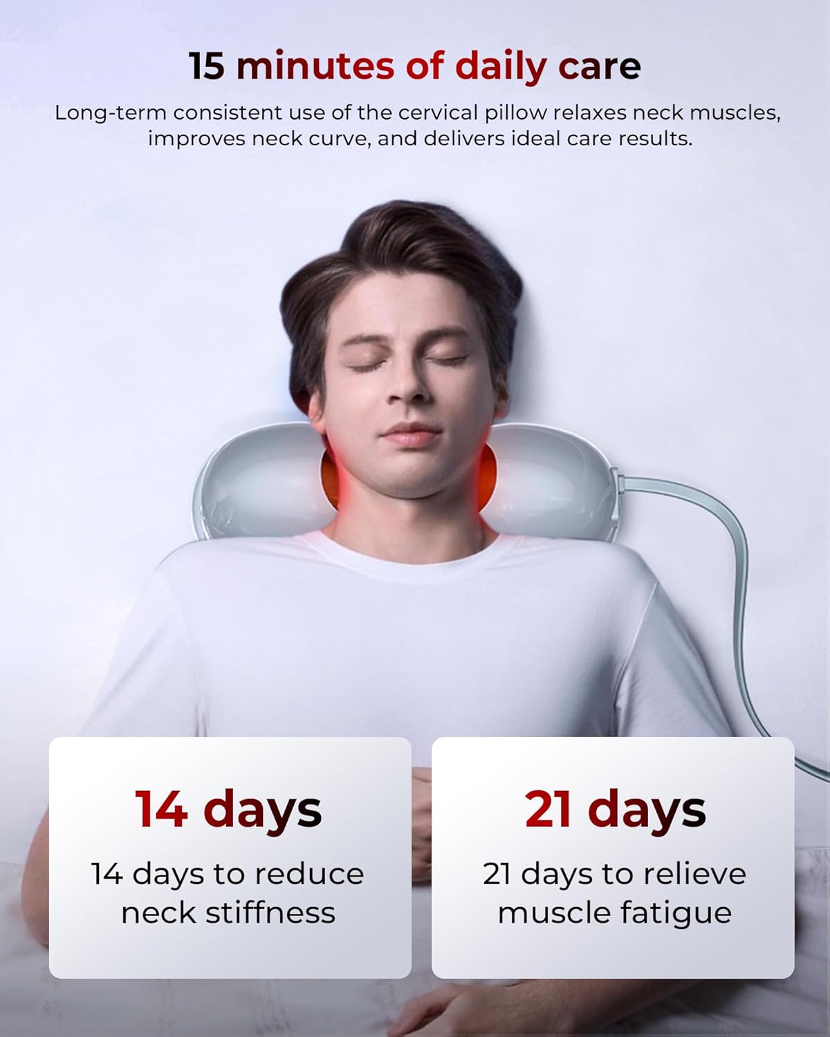 Heated Neck Stretcher with Red Light Therapy, Wireless Cervical Traction Device for TMJ Pain Relief and Shoulder Relaxer, Neck Traction Massager Pillow for Home/Office Used, Grey