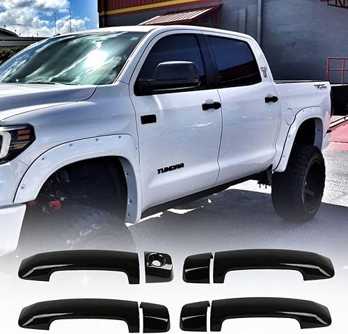SAPUBK Juego de 4 fundas negras para manijas de puerta Gloosy compatibles con Toyota Tundra 4Dr Crew Cab 2007-2019 2020 2021 y Toyota Sequoia