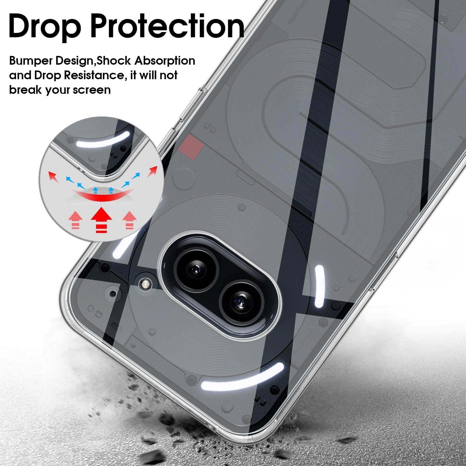 Cover Trasparente Anti Ingiallimento + 2 Pellicole Vetro Temperato Per Nothing Phone (2a), TPU+PC - 2