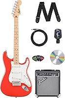 Vista 20 de Fender Squier Sonic Stratocaster - Paquete ultravioleta con amplificador, sintonizador, correa, cable, púas y DVD de guitarra Austin Bazaar