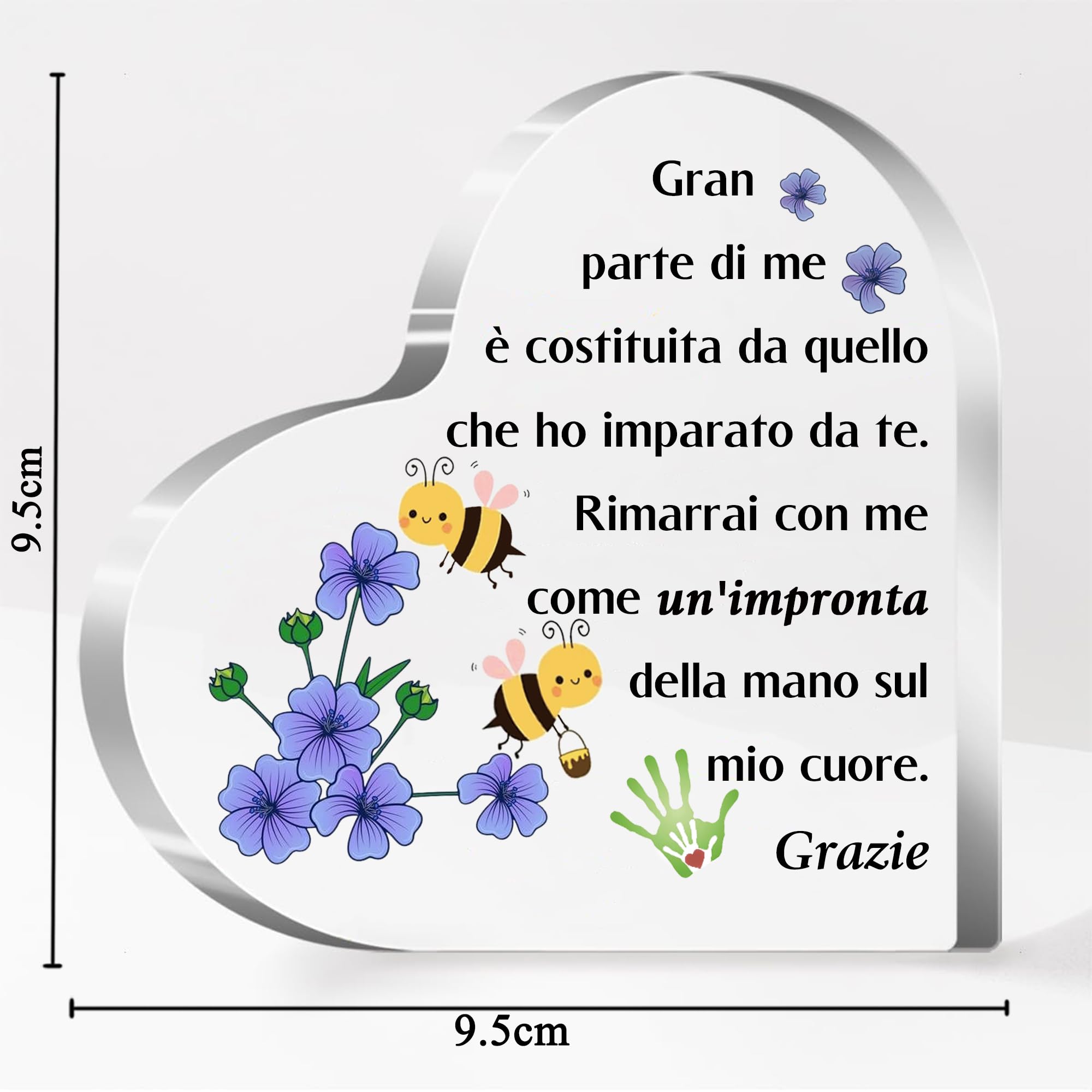 Targhetta A Cuore In Acrilico TTOVEN Per Insegnanti – Regalo Personalizzato Per Dire Grazie, Decorazione Da Scrivania