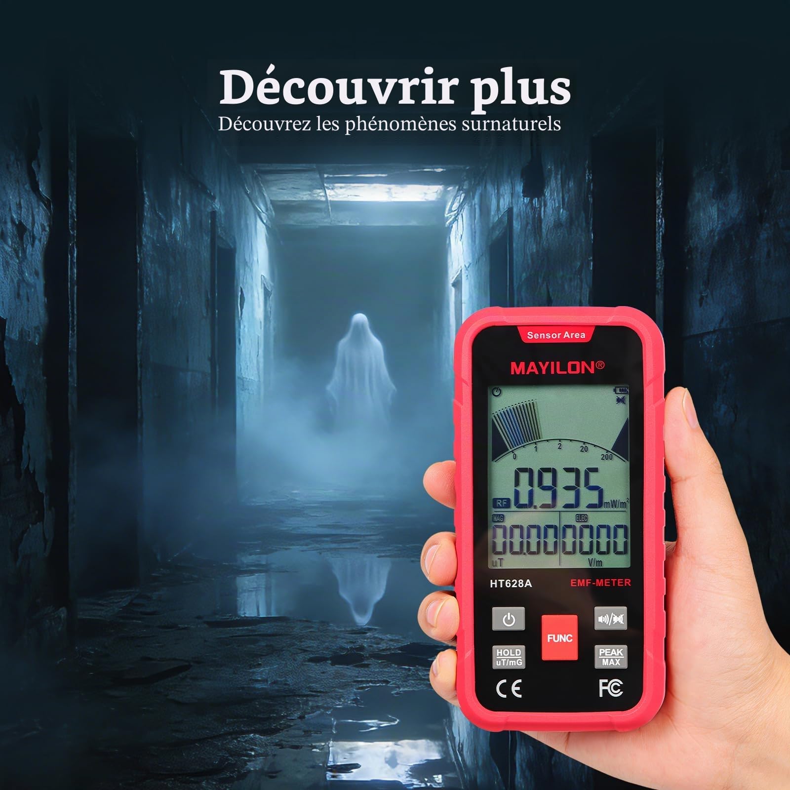 Détecteur EMF 3-en-1 Compteur Geiger avec Mesure 3 Axes (EF/MF/RF) Testeur de Rayonnement Électromagnétique avec Graphique de Tendance pour Maison WiFi 5G et Chasse aux Fantômes