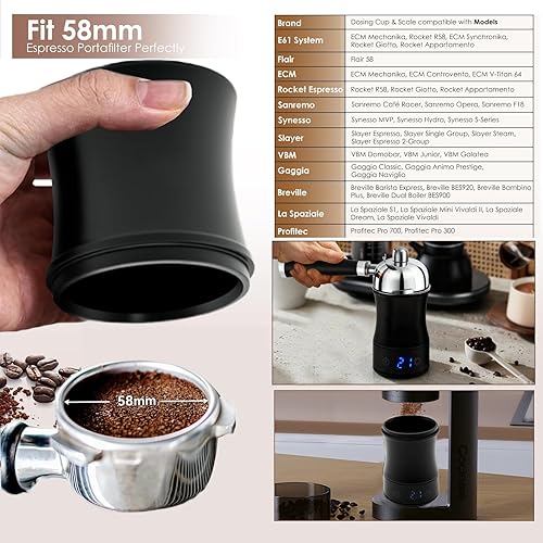 Miniatura 9 de Báscula de café digital con taza dosificadora 2 en 1, escala de café recargable USB-C de precisión de 0.00 oz, resistente al agua, IPX4, multiusos