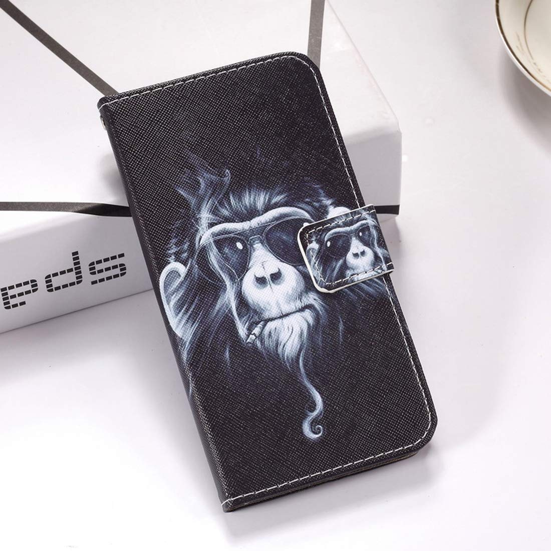GOBUY-Phone Case Chimpanzee Pattern Colored Drawing Horizontal Flip Leather Case For Galaxy S10e, With Holder & Card Slots & Wallet & Lanyard Unique Designed