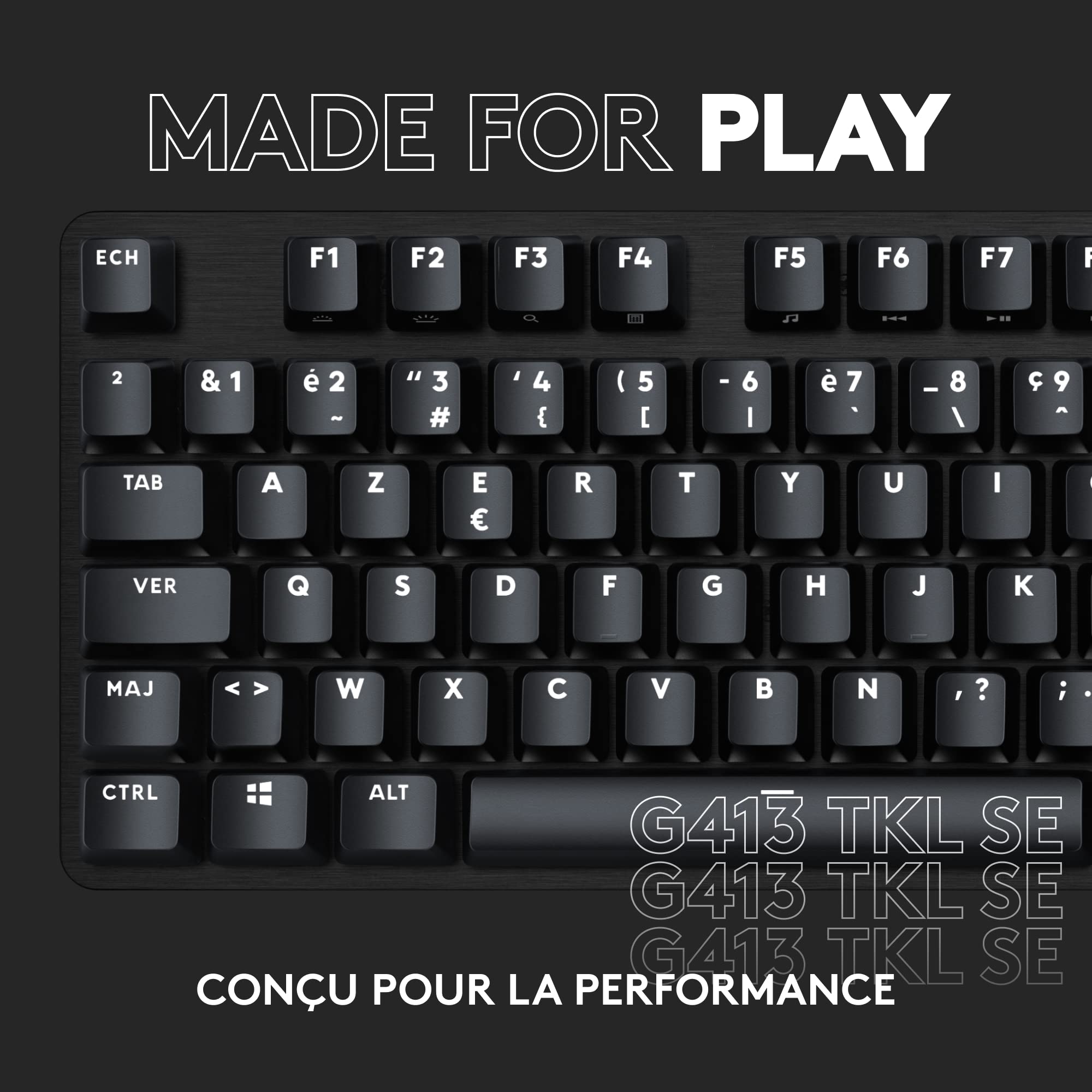 Logitech G G413 TKL SE Clavier Gaming Mécanique - Rétroéclairé avec Switches Mécaniques Tactiles, Anti-Ghosting, Compatible avec Windows, macOS, Clavier Français AZERTY - Noir