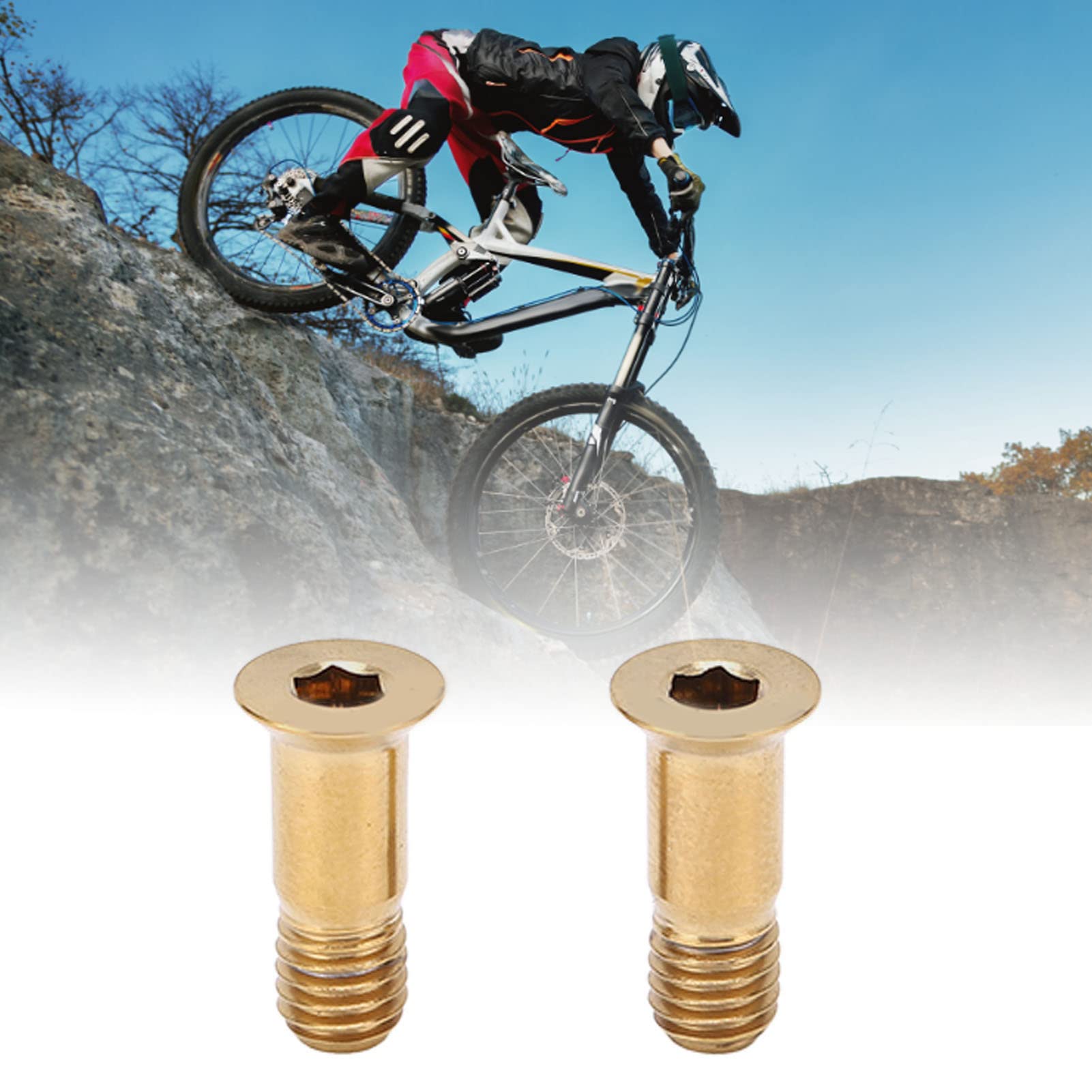 Vis De Roue De Dérailleur Arrière SUNGOOYUE – M5 X 14,2 Mm Tête Plate Creuse, Alliage De Titane Doré – Ultra-légère (7 G), Antirouille, Précision De Filetage – Pour VTT Et Vélo De Route