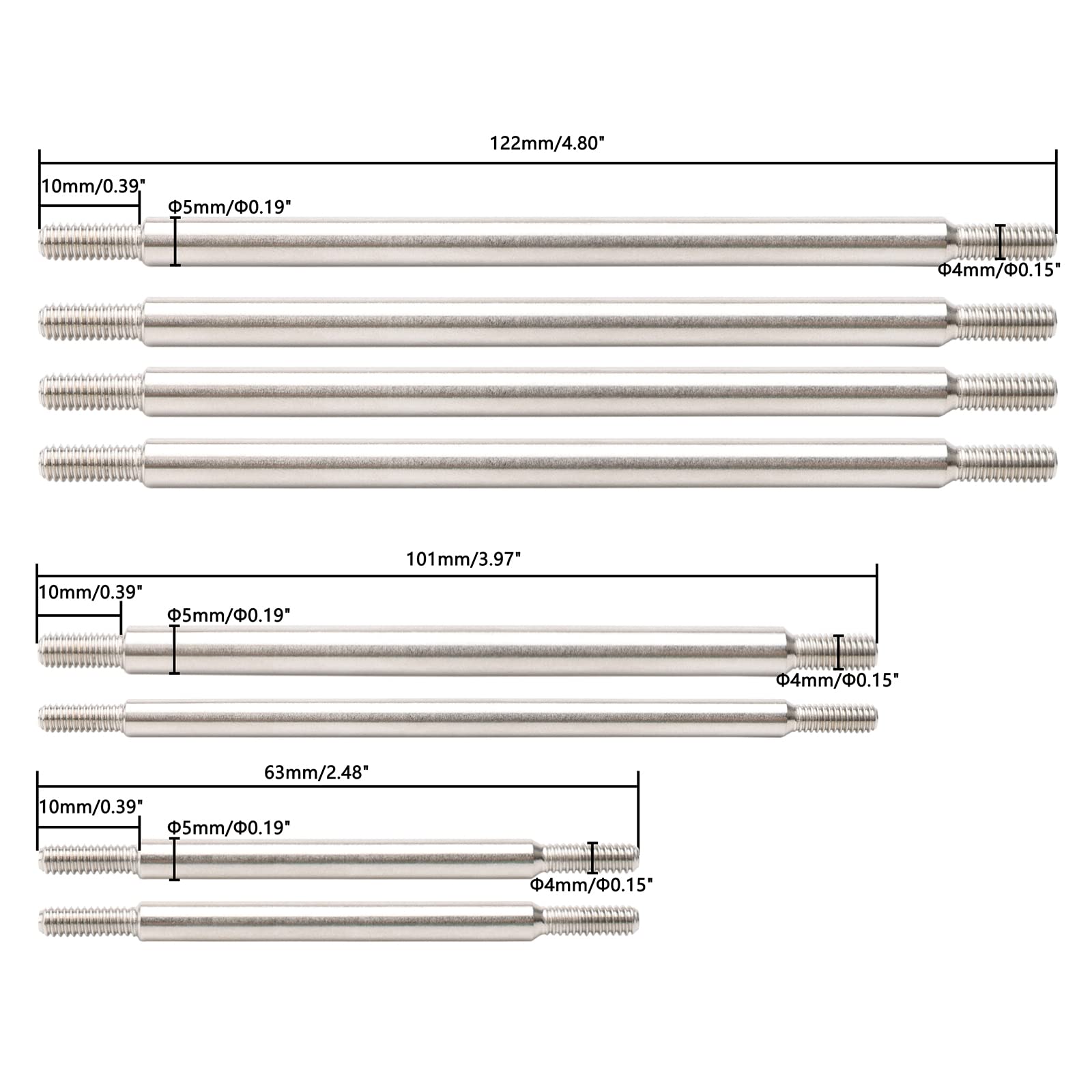 Rchobbytop 8pcs Stainless Steel Links Set 12.8