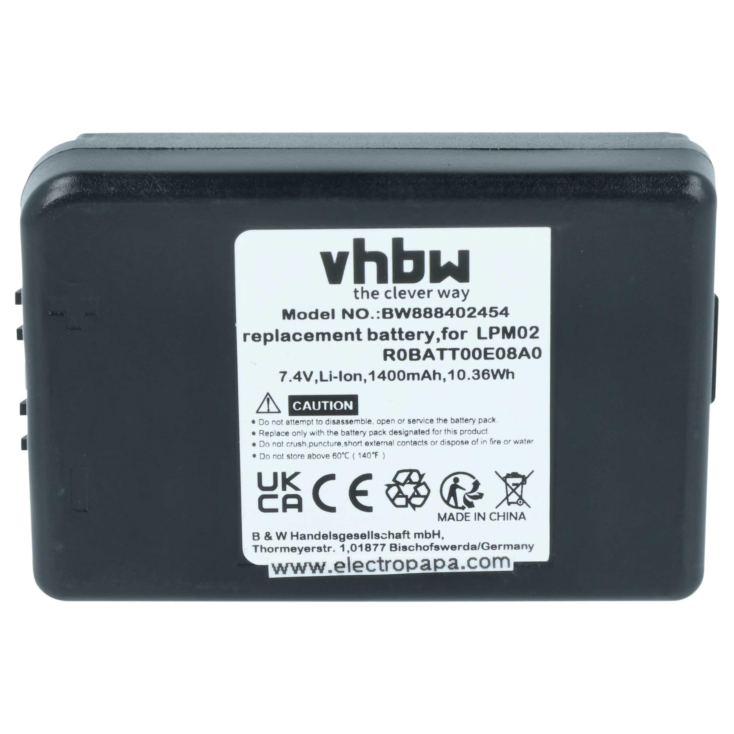vhbw 2X batería reemplaza Autec R0BATT00E08A0, LPM02 para Mando a Distancia Industrial (1400 mAh, 7,4 V, Li-Ion)