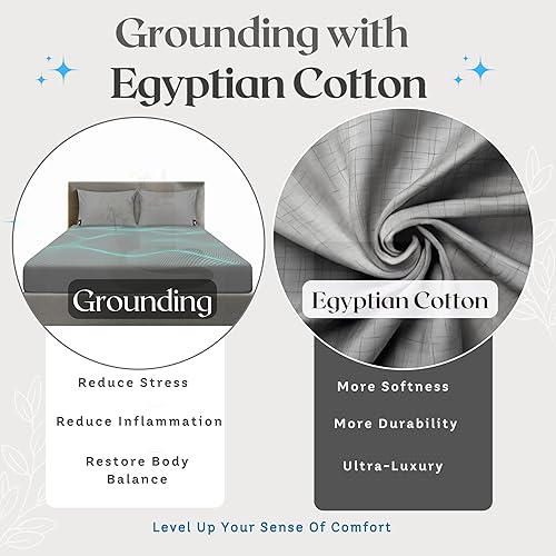 Miniatura 2 de Sábanas de cama JAMA de primera calidad, 95% algodón egipcio + 5% fibra plateada (gris, King, ajustadas)