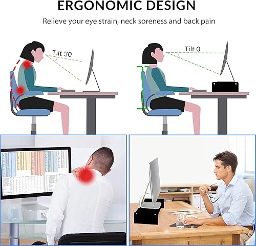 Miniatura 6 de KINLINK Elevador de monitor de madera maciza, elevador de monitor con 2 alturas ajustables, elevador de computadora de 15.8 pulgadas para