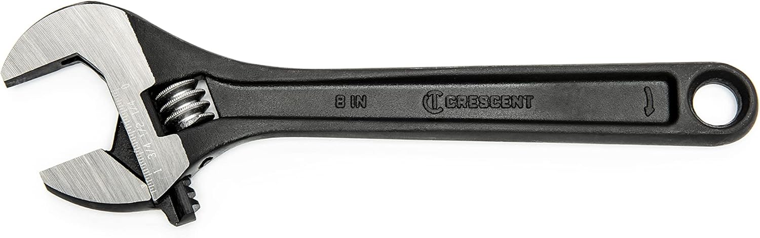 Crescent AT28VS 8-Inch Adjustable Wrench Black Oxide Finish - Hex Jaw Precision Grip for Secure Fastening