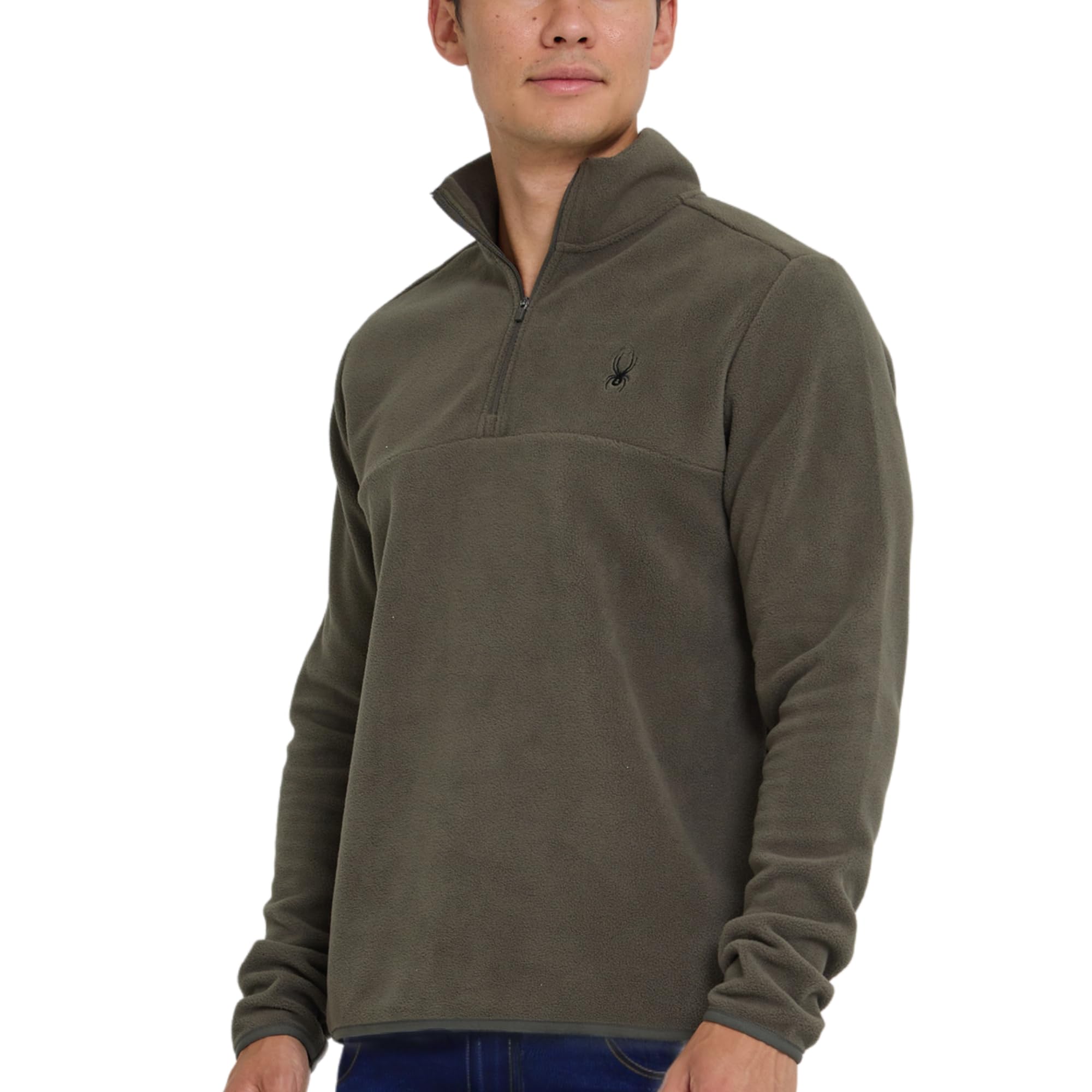 Spyder Men's Pine Green Fleece Quarter Zip Pullover – Polar Fleece Lightweight Athletic Sweater, Warm 1/4 Zipper Jacket, Mock Neck, Xl