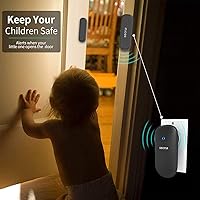 Vista 2 de SECRUI Timbre de puerta, timbre con sensor de puerta con volumen ajustable, fácil instalación, rango de 400 pies, 52 campanillas, M508+D7 timbre