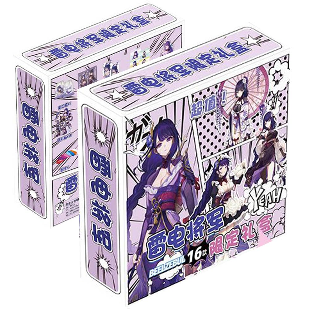 16 Gen Shin Figure Collections Lucky Box | Anime Game Figure Stand, Stickers, Badge, Poster, Cards, Bracelet | Gen Shin Impact Merch for Fans (R)