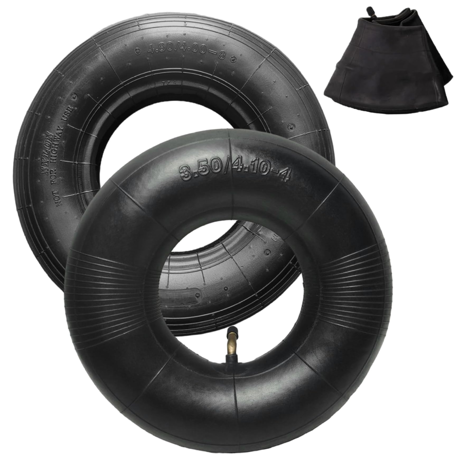 Pneu brouette 4.80/4.00-8 à crampons 4PR ultra résistant avec chambre air x2