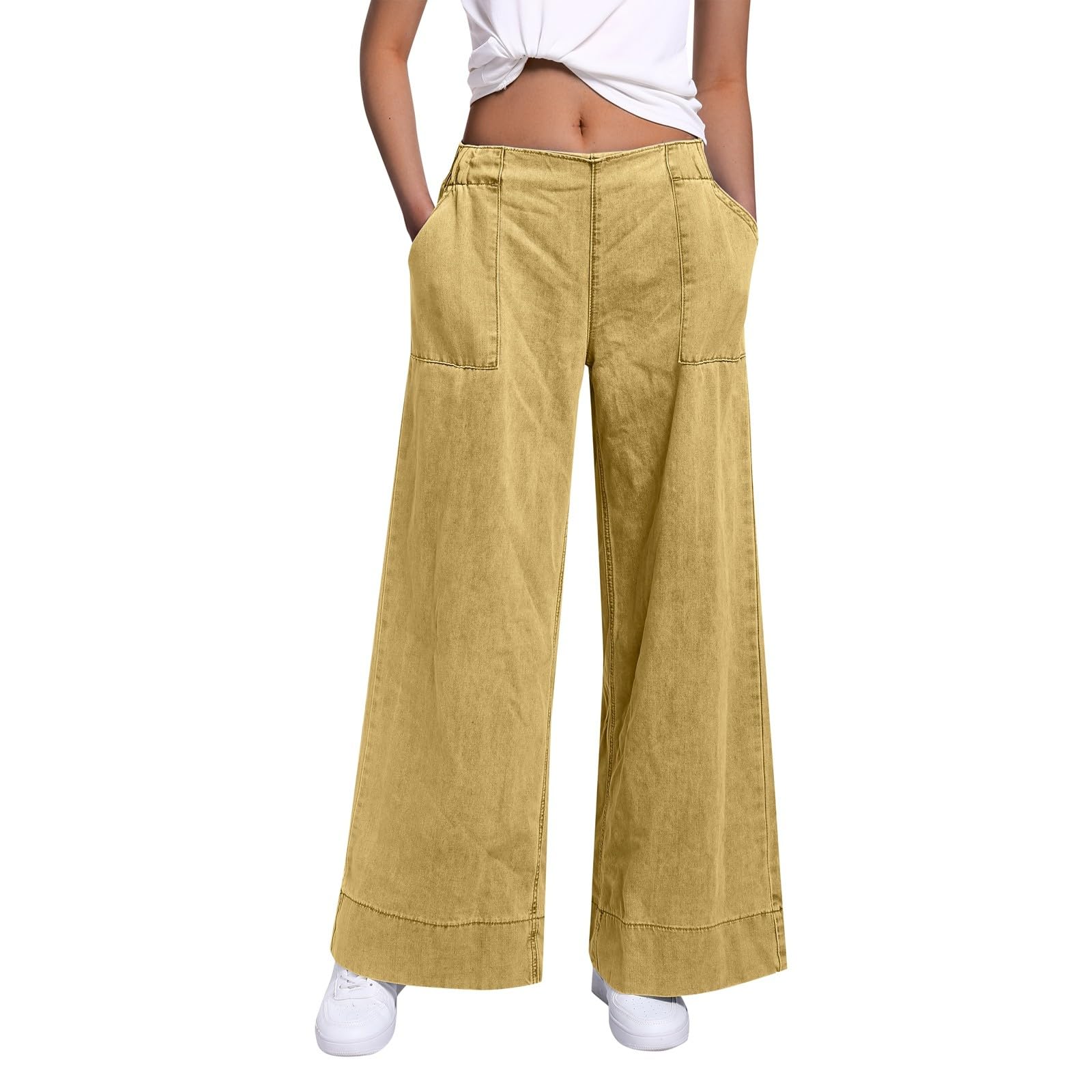 Genérico Pantalones Vaqueros Mujer Elasticos Elásticos Bolsillos Deporte Bootcut Mezclillas Cintura Deportes Campana Elefante Monocolor Tiro Bajo Elegantes Estilizadores Figura Comodidad Diaria