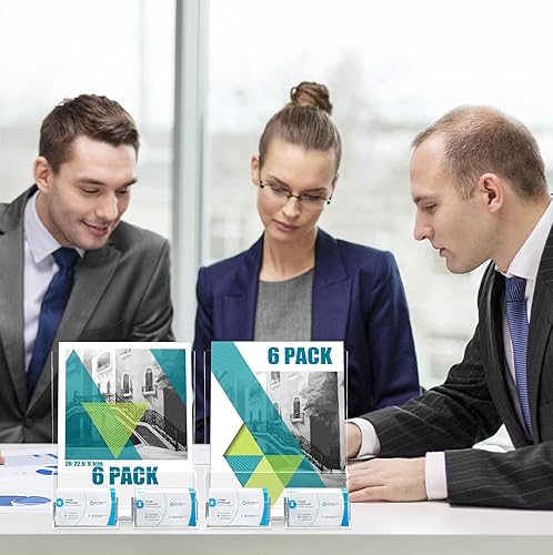 Miniatura 4 de Leinuosen Soporte acrílico para folletos con 2 tarjeteros de plástico de 8.5 x 11 pulgadas, soporte transparente para folletos de literatura,
