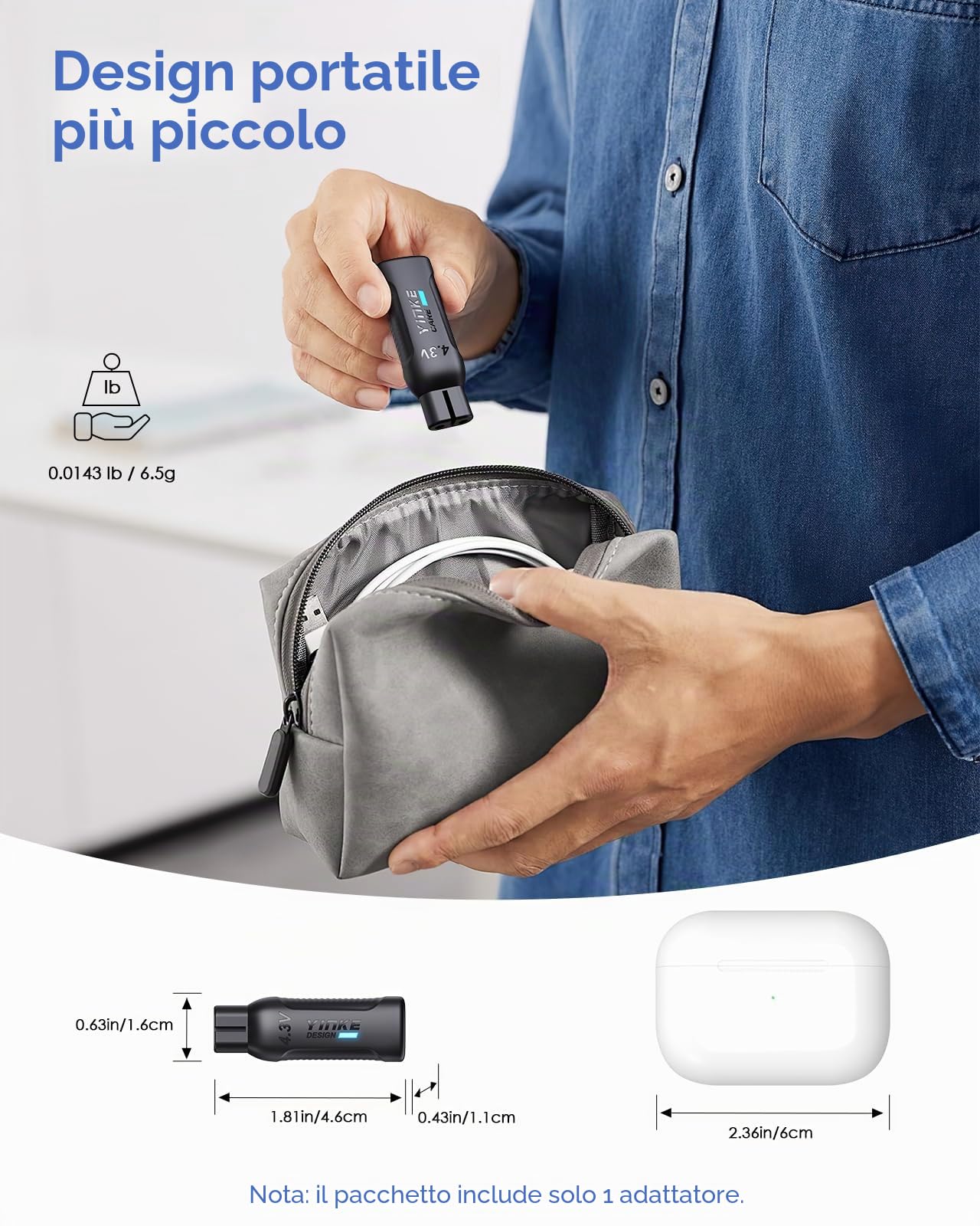 4,3 V Convertitore di Caricabatteria per Rasoio Elettrico Tipo C da Philips Oneblade QP2510/QP2515/QP2520/QP2620, Adattatore di Alimentazione per Rasoio Elettrico A00390 (cavo escluso)